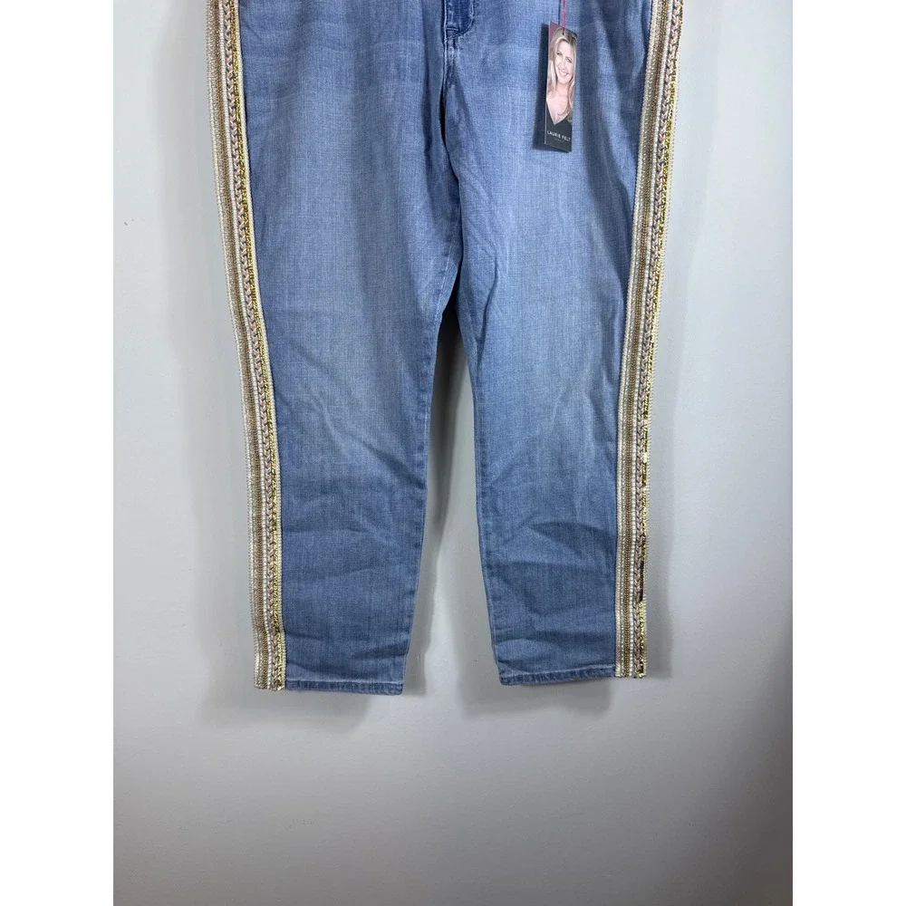 Laurie Felt Embellished Beaded Girlfriend Jeans Denim Pants Women's Plus Size 16